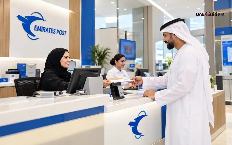 Emirates Post service counter in Satwa