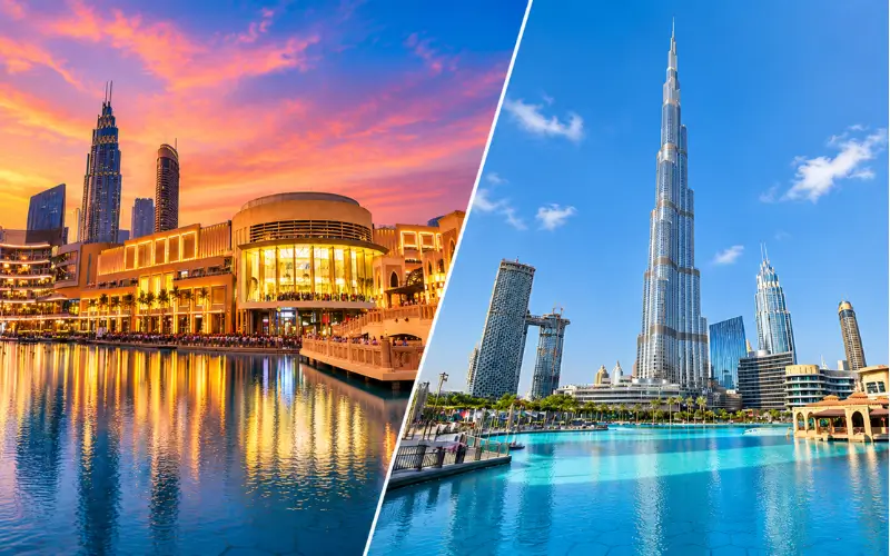 Burj Khalifa and Dubai Mall nearby Sheikh Zayed Road