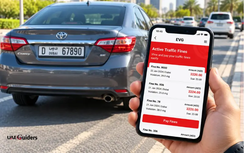 EVG traffic fine check on smartphone