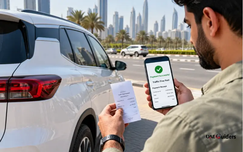 Traffic fine payment confirmation on smartphone